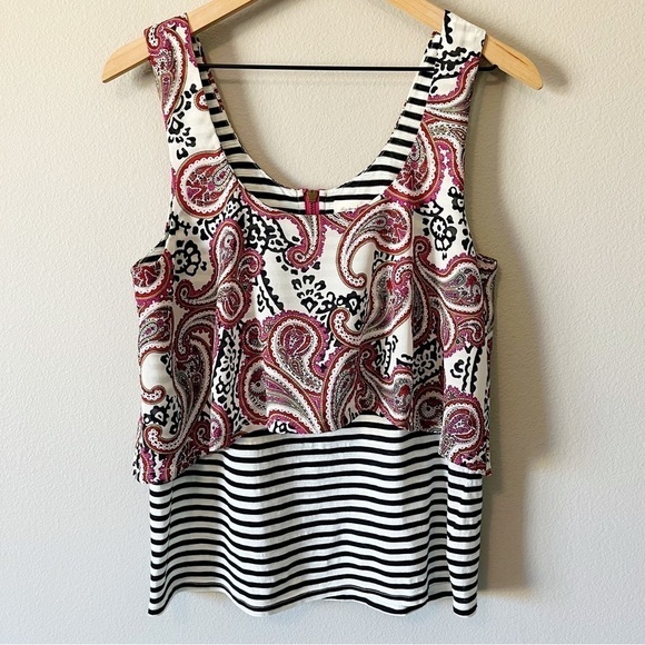 Anthropologie Meadow Rue Paisley and Striped Layered Tank Top Size Medium - Picture 1 of 10